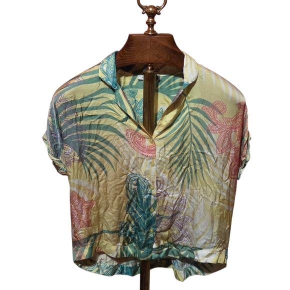 Maude Vivante Noelle Tropical Print Floral Women's Top Size Large - Picture 2 of 6